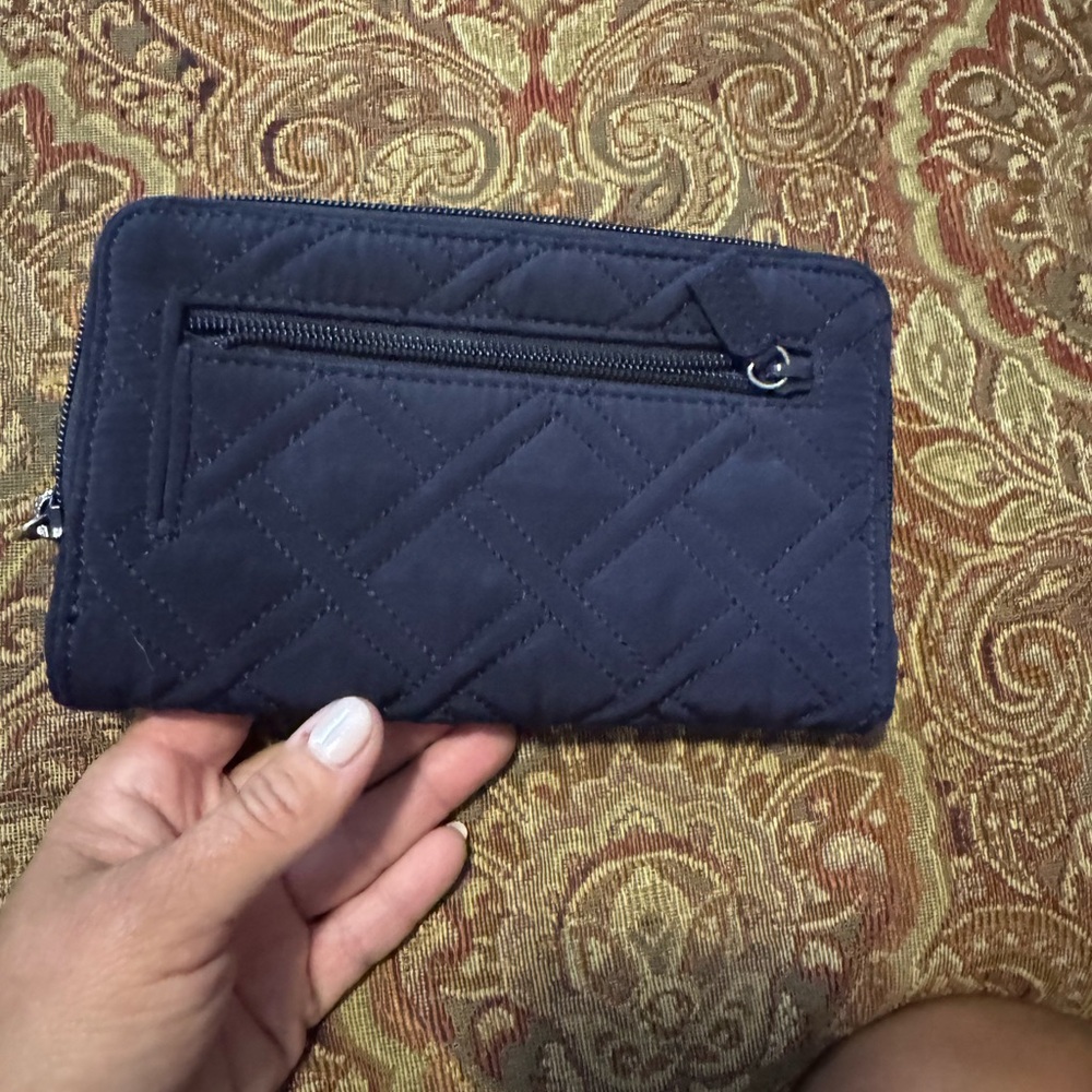 Vera Bradley navy blue zip close buckle wallet